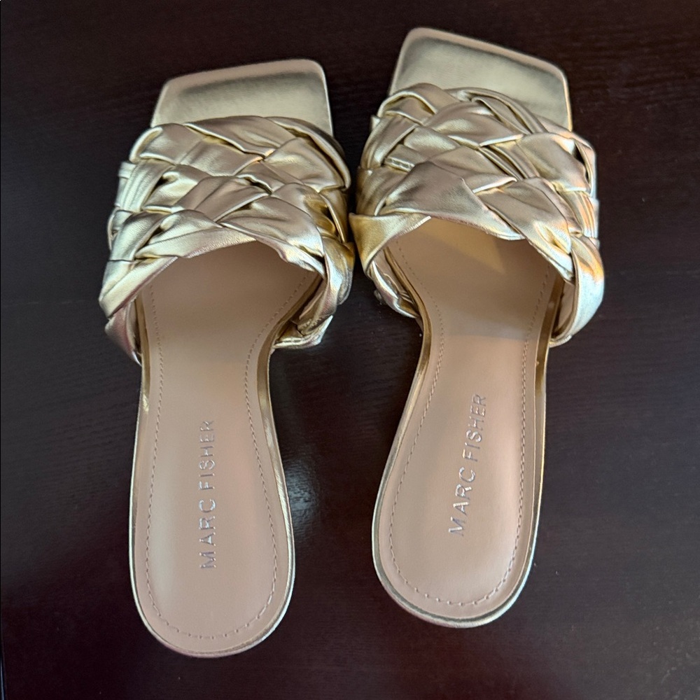Marc Fisher Gold Braided Mules NWOT - Picture 4 of 7